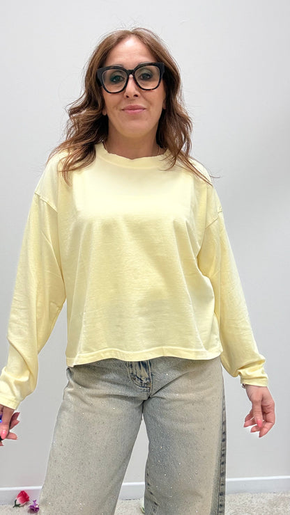 Basica manica lunga cotone Haveone giallo