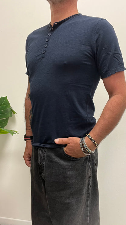 T-Shirt Serafino Blu Navy Gianni Lupo
