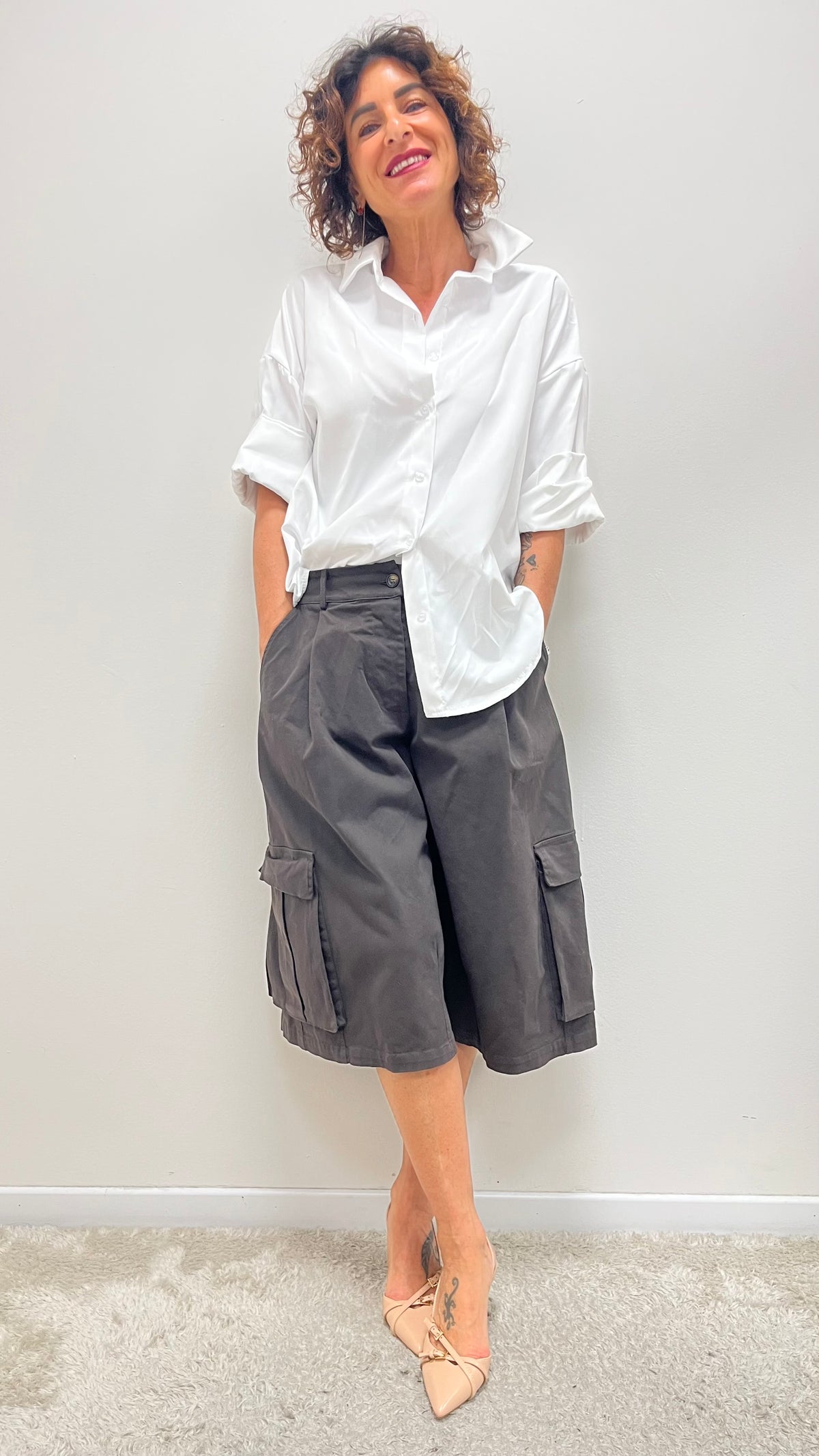 Camicia donna over in tessuto Oxford bianca My-d