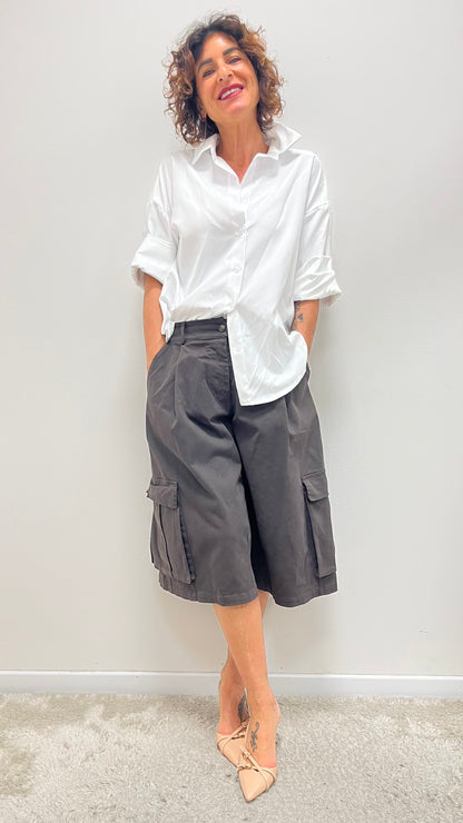 Camicia donna over in tessuto Oxford bianca My-d