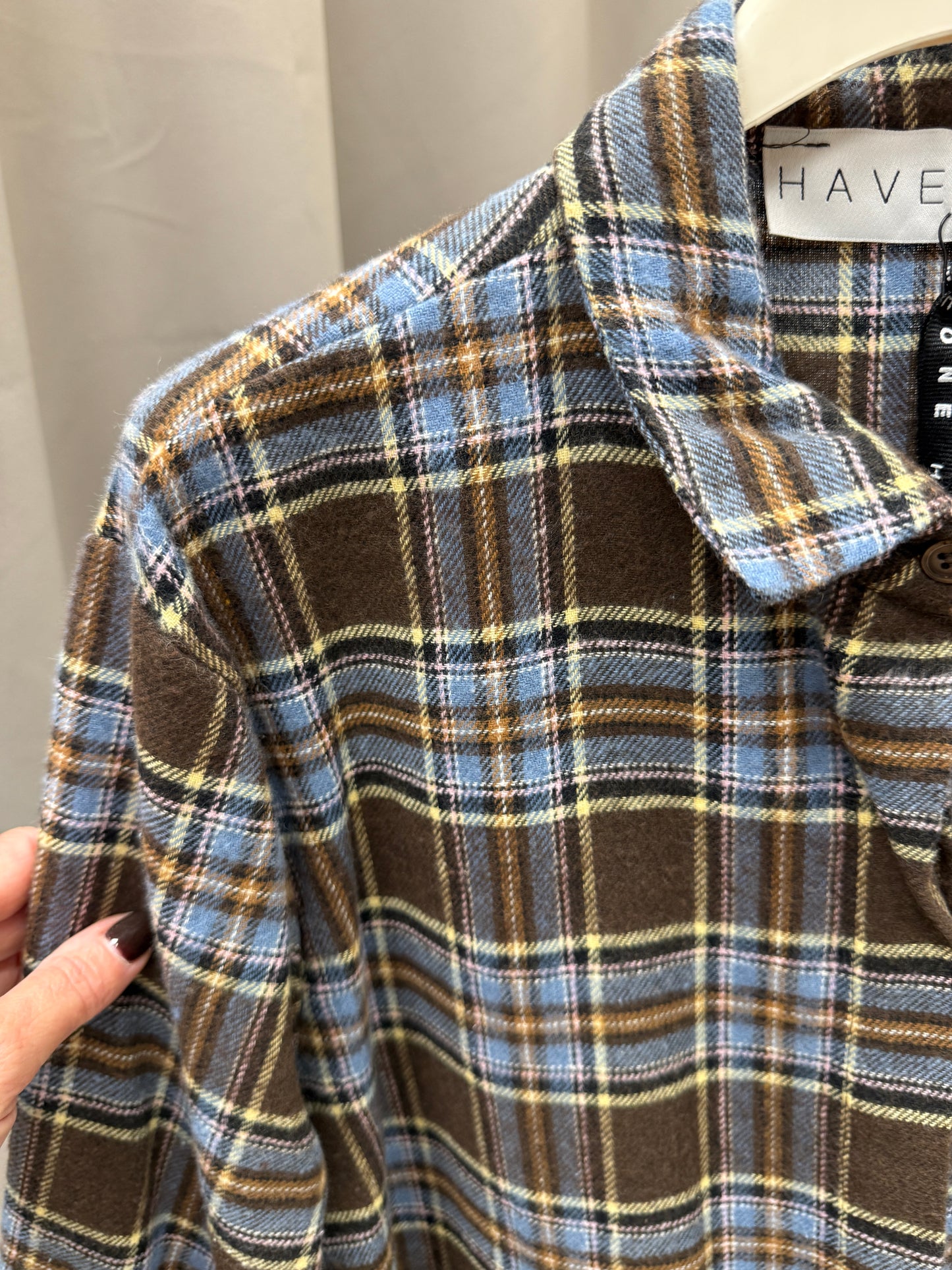 Camicia check flanella moro/azzurro Haveone