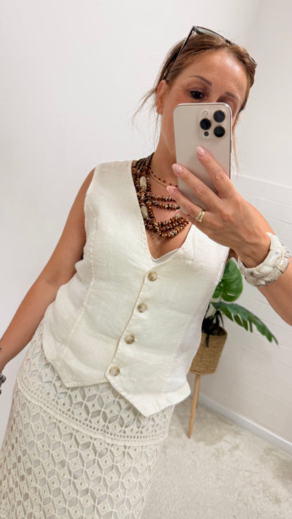 Gilet in lino burro cipria Haveone