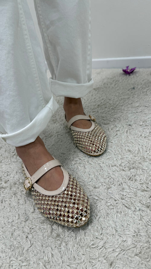 Ballerine burro con strass oro Memoire
