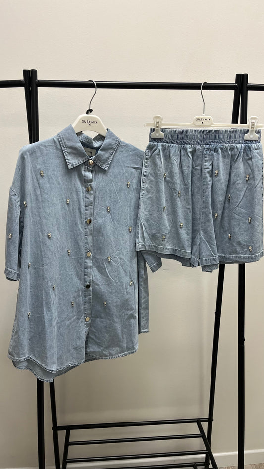 Completo Jeans Con Strass Susy Mix