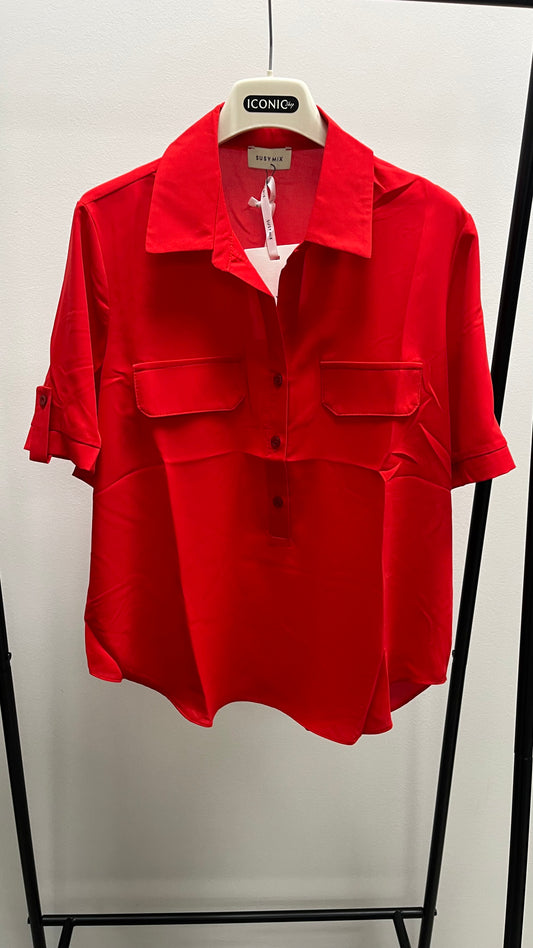 Camicia in Tessuto Fluido Rossa Susy Mix