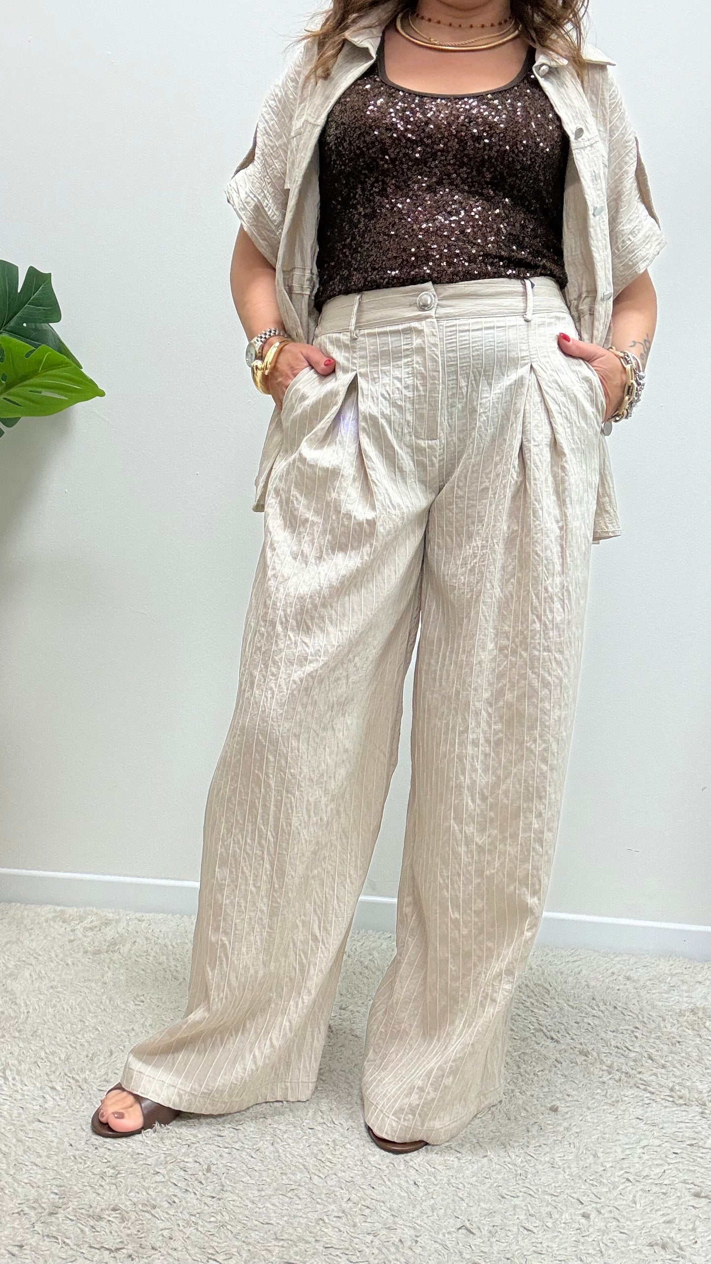 Pantalone Palazzo Beige Extasy
