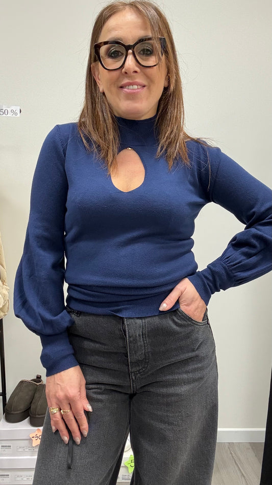 Maglia goccia blu notte lupetto Susy Mix