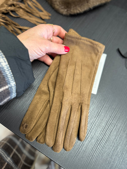 Guanti ecocamoscio tabacco Susy mix