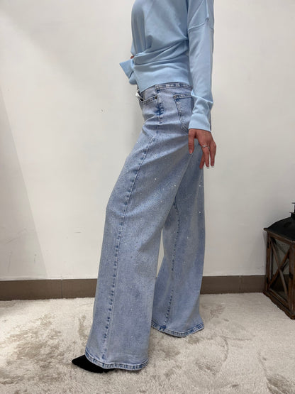 Denim palazzo con Strass Susy Mix