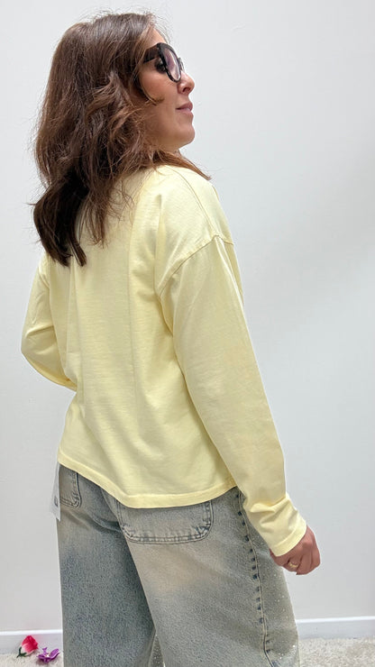 Basica manica lunga cotone Haveone giallo