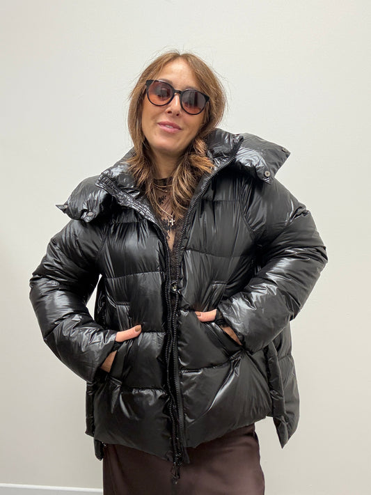 Piumino con cappuccio in vera piuma d’oca HaveOne nero