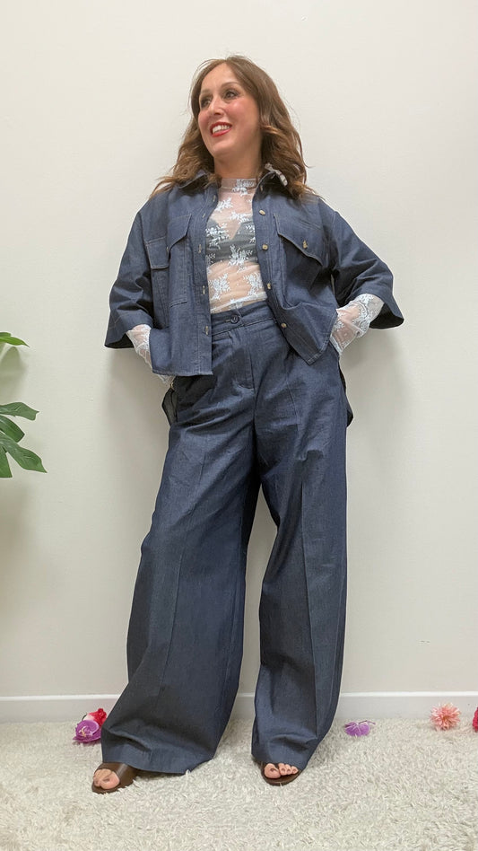 Pantalone Palazzo in Chambray Extasy