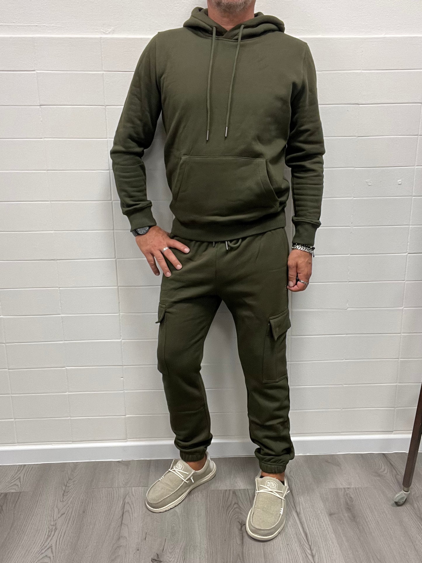 Pantalone in Felpa Cargo Verde Militare Uomo Gianni Lupo