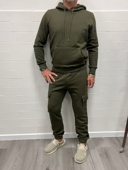 Pantalone in Felpa Cargo Verde Militare Uomo Gianni Lupo