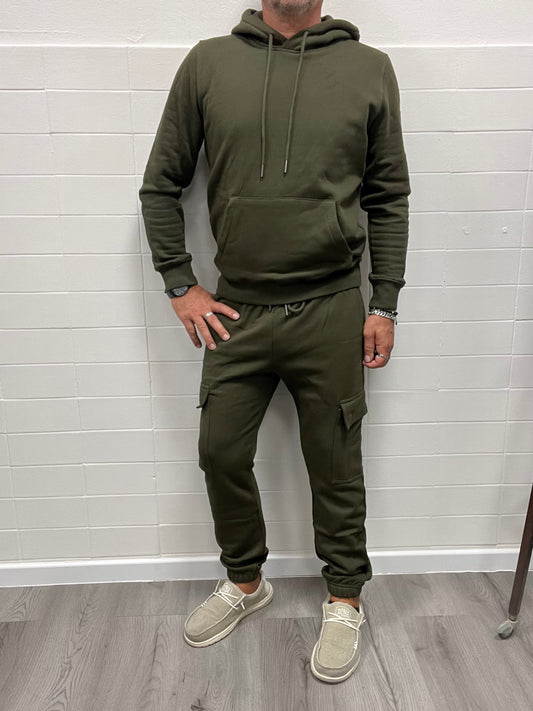 Pantalone in Felpa Cargo Verde Militare Uomo Gianni Lupo
