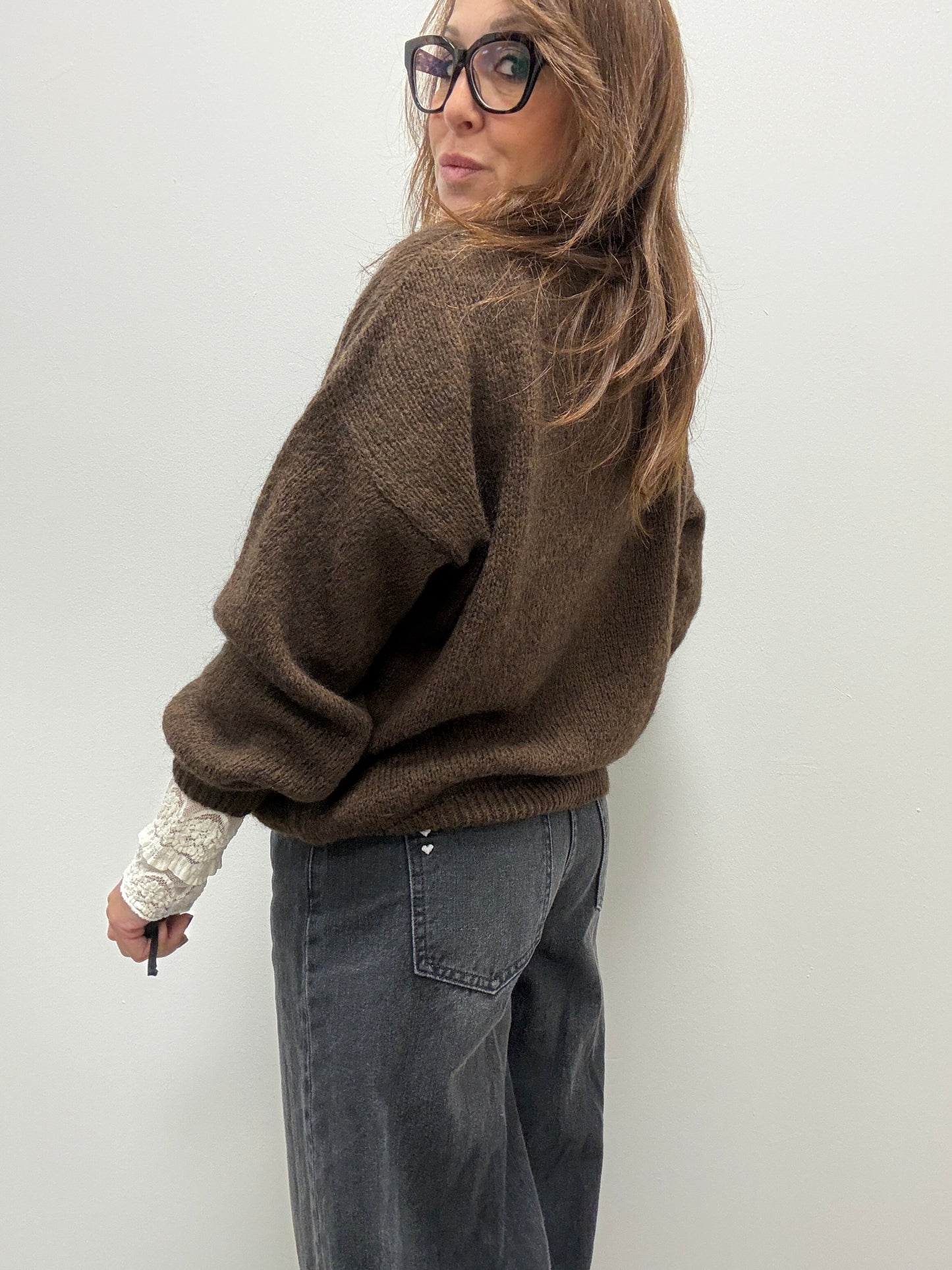 Cardigan gioiello Strass Haveone moro