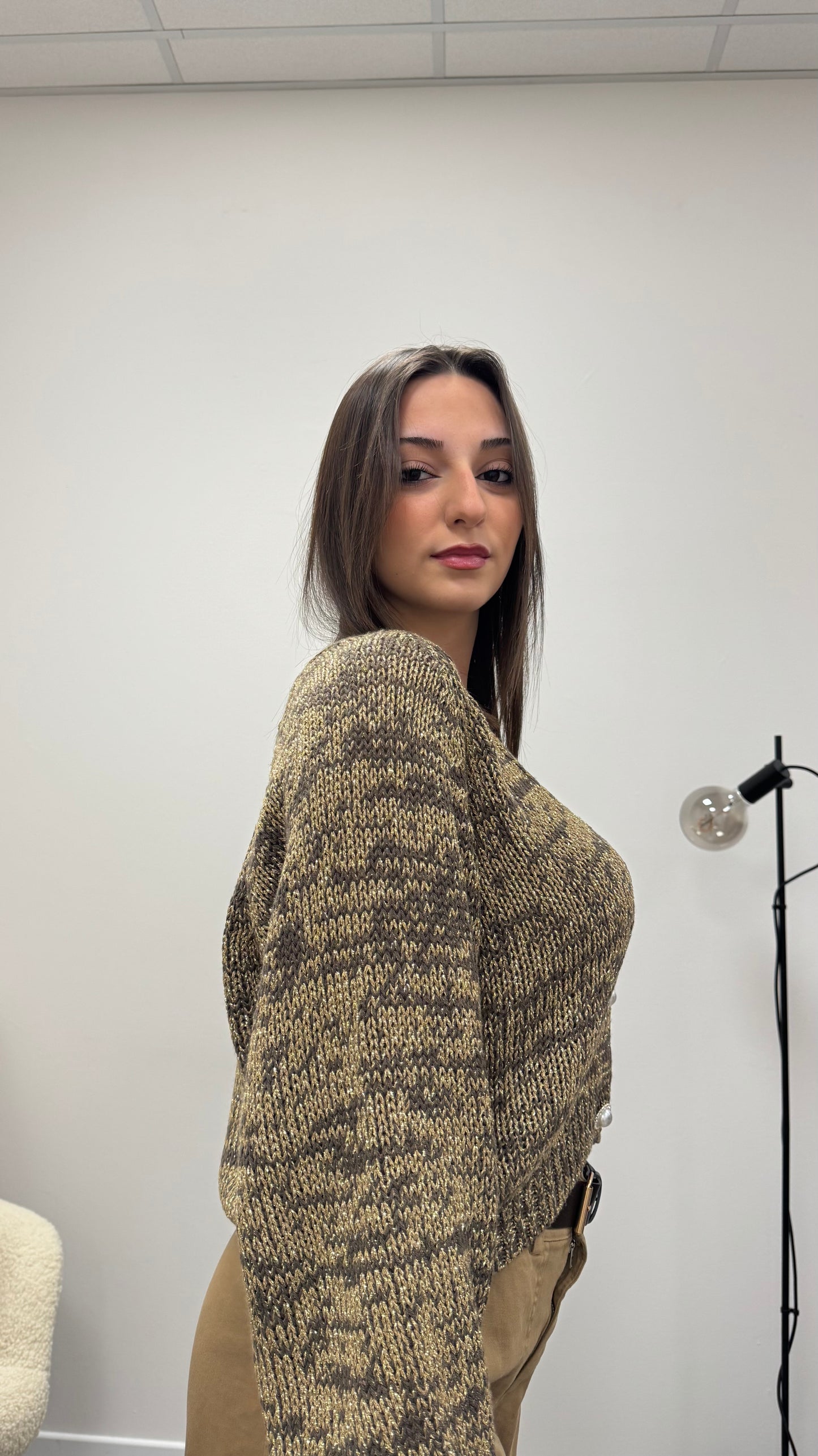 Cardigan gioiello moro e filo lurex Haveone