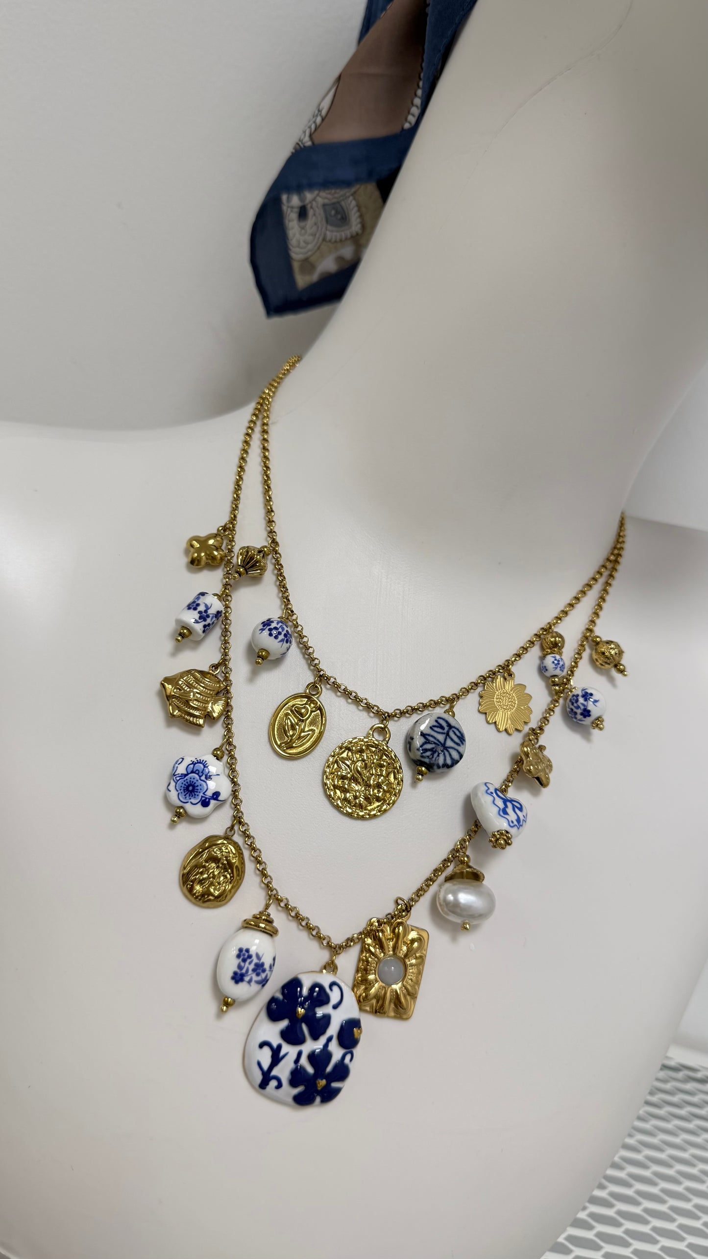 Collana charms blu ovale Memoire