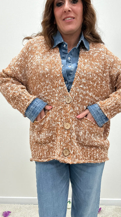 Cardigan Tre Bottoni Melangiato HaveOne Tabacco