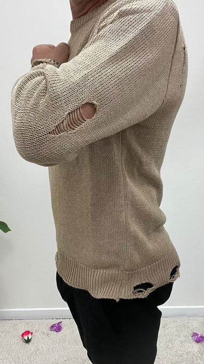 Maglia con Rotture Beige Imperial