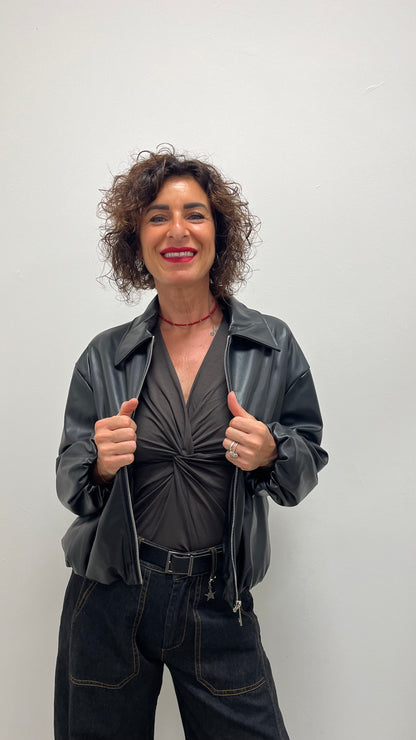 Bomber Ecopelle Extasy Moro