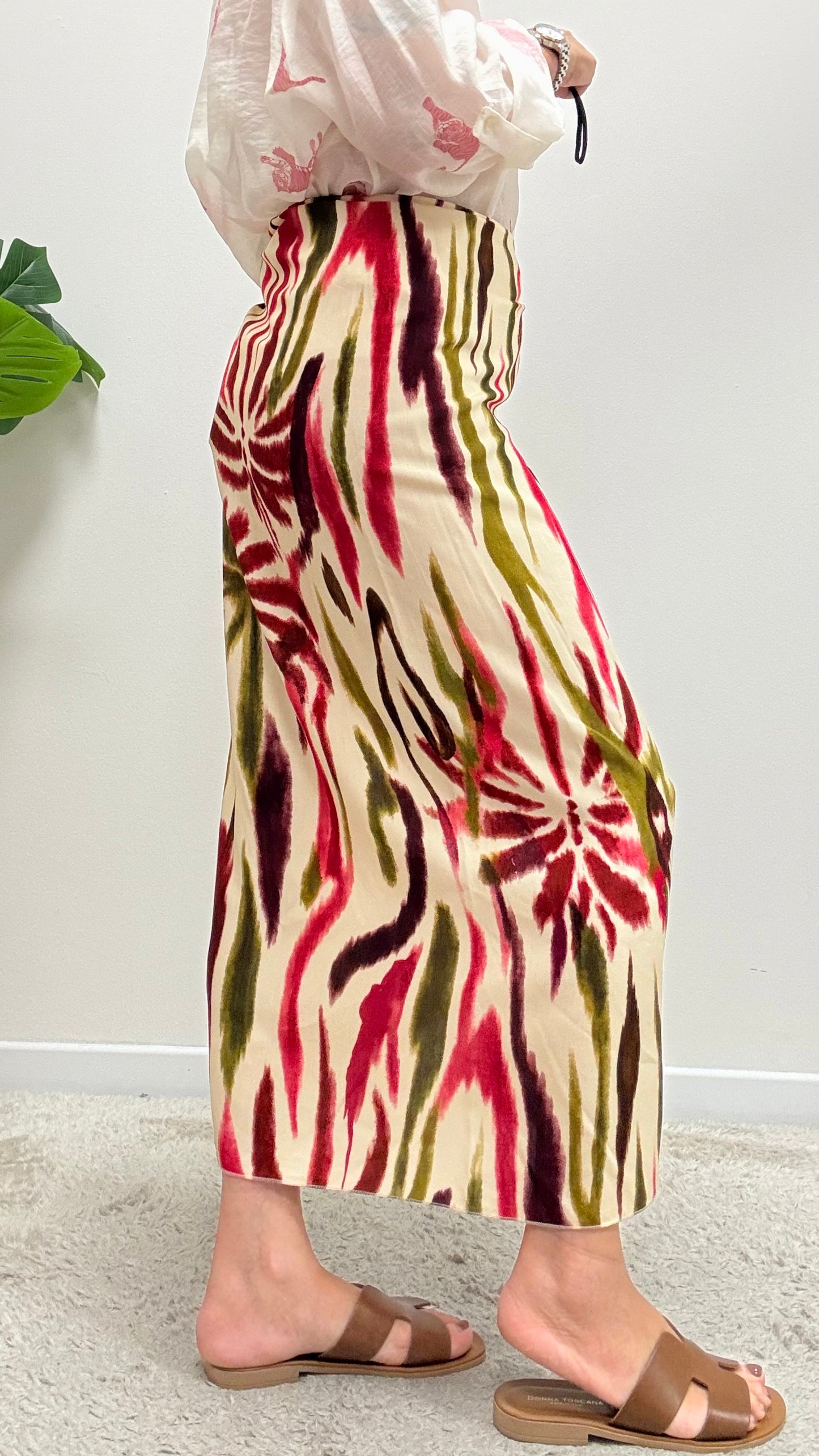 Gonna pareo palme fucsia verde HaveOne Art. GVS-Q207