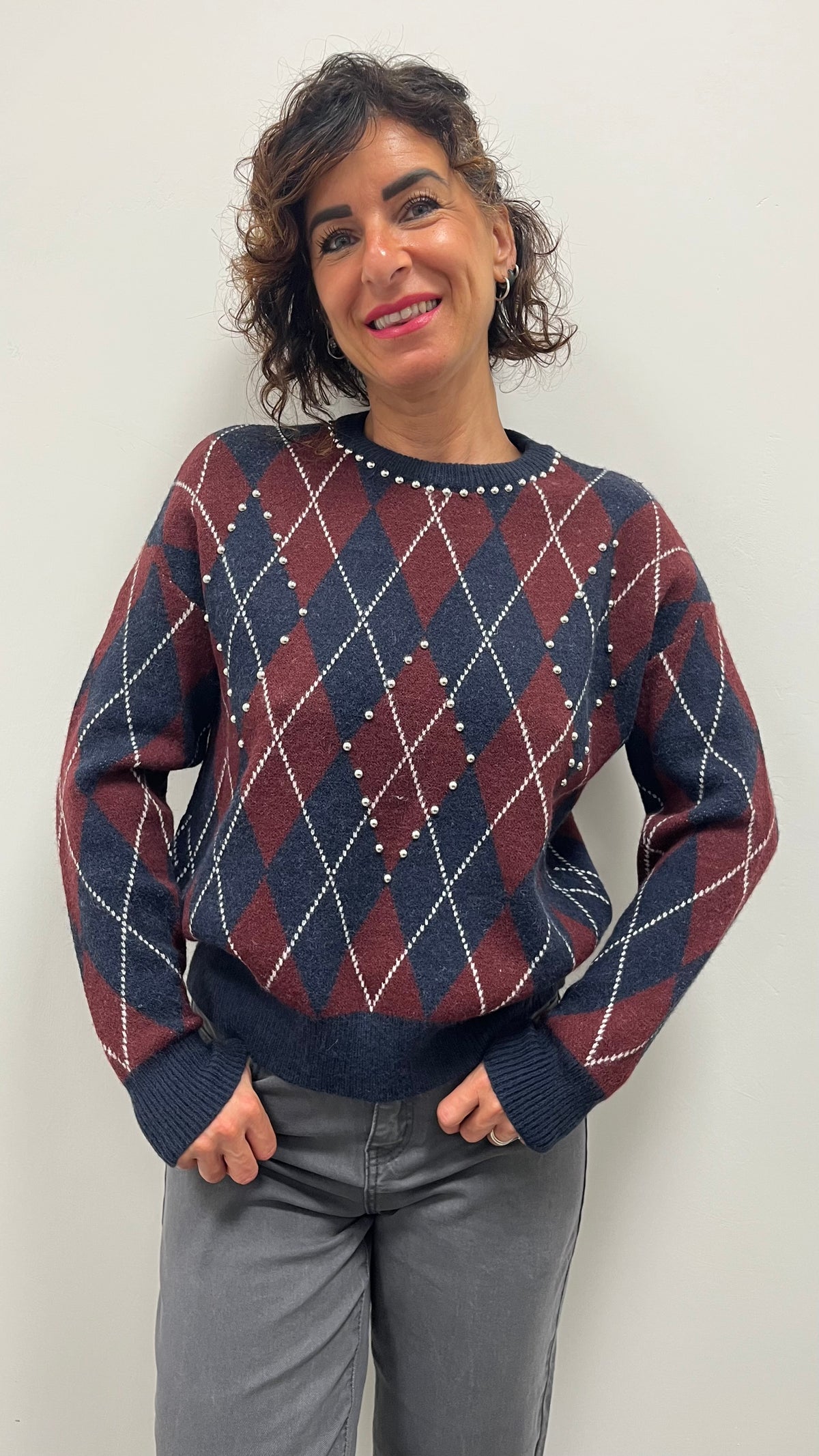 Maglia Paricollo Rombi Blu Bordeaux Extin