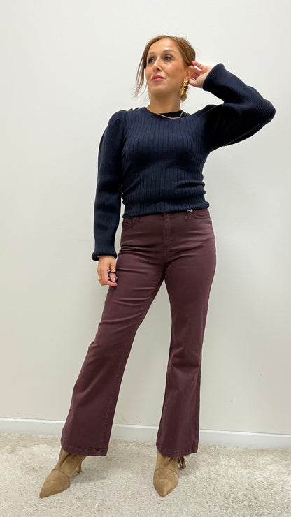 Pantaloni a trombetta Extasy bordeaux