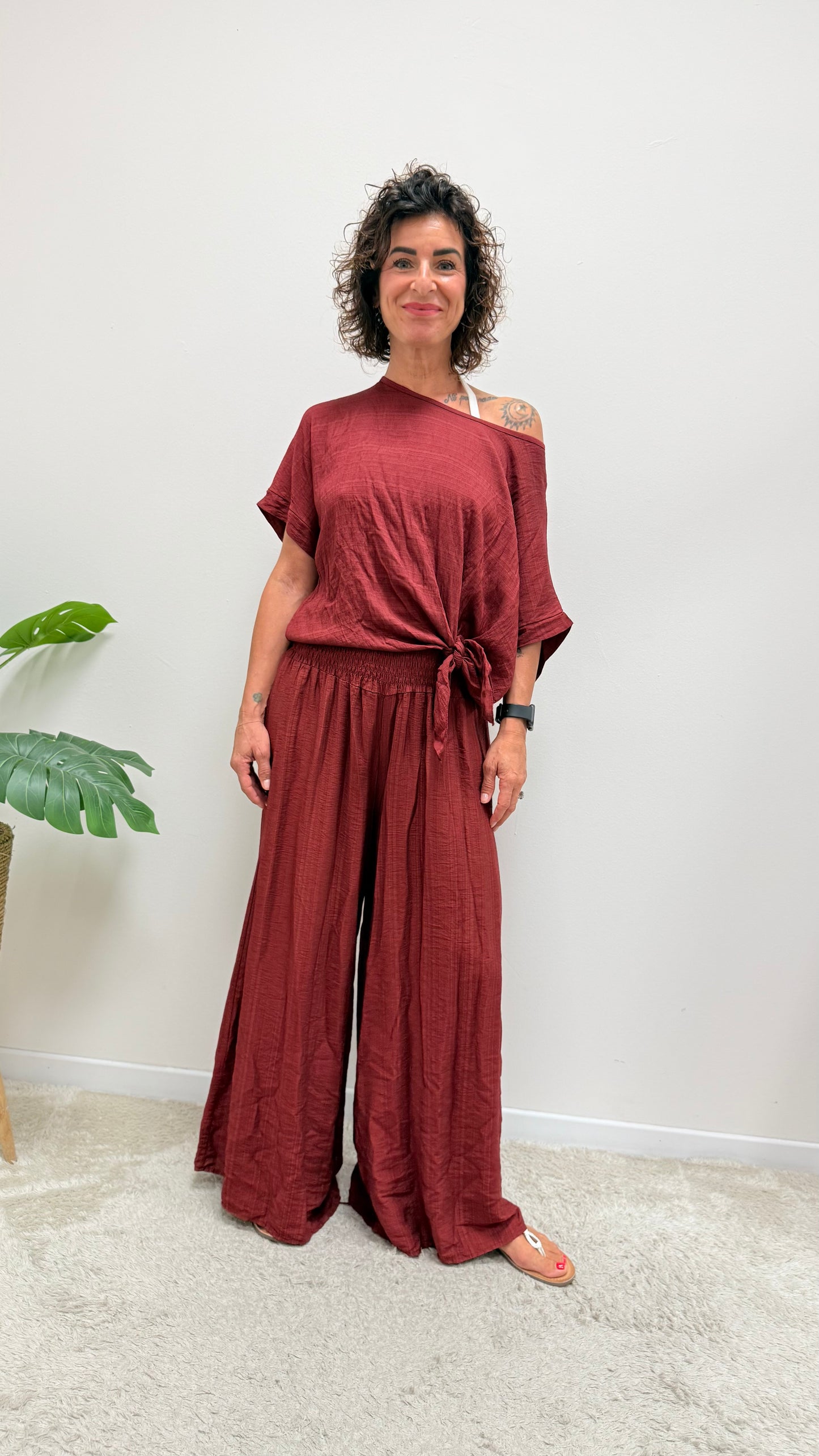 Blusa con nodo Extasy vino