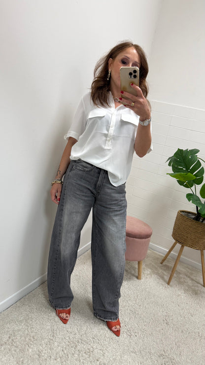 Camicia in Tessuto Fluido Bianca Susy Mix