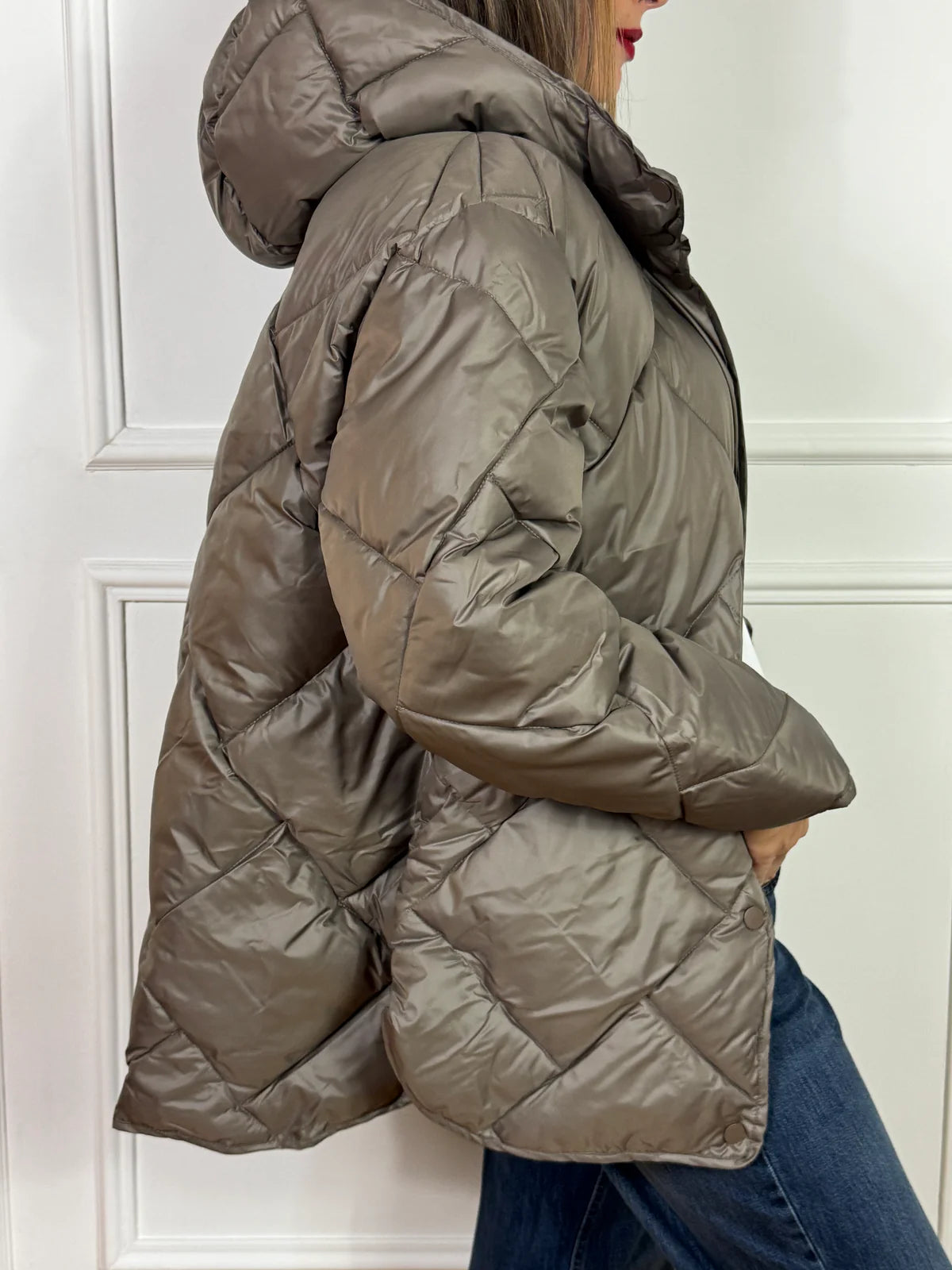 Piumino tortora trapuntato jjxx