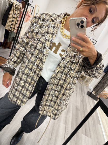 Giacca check paillettes Susy Mix