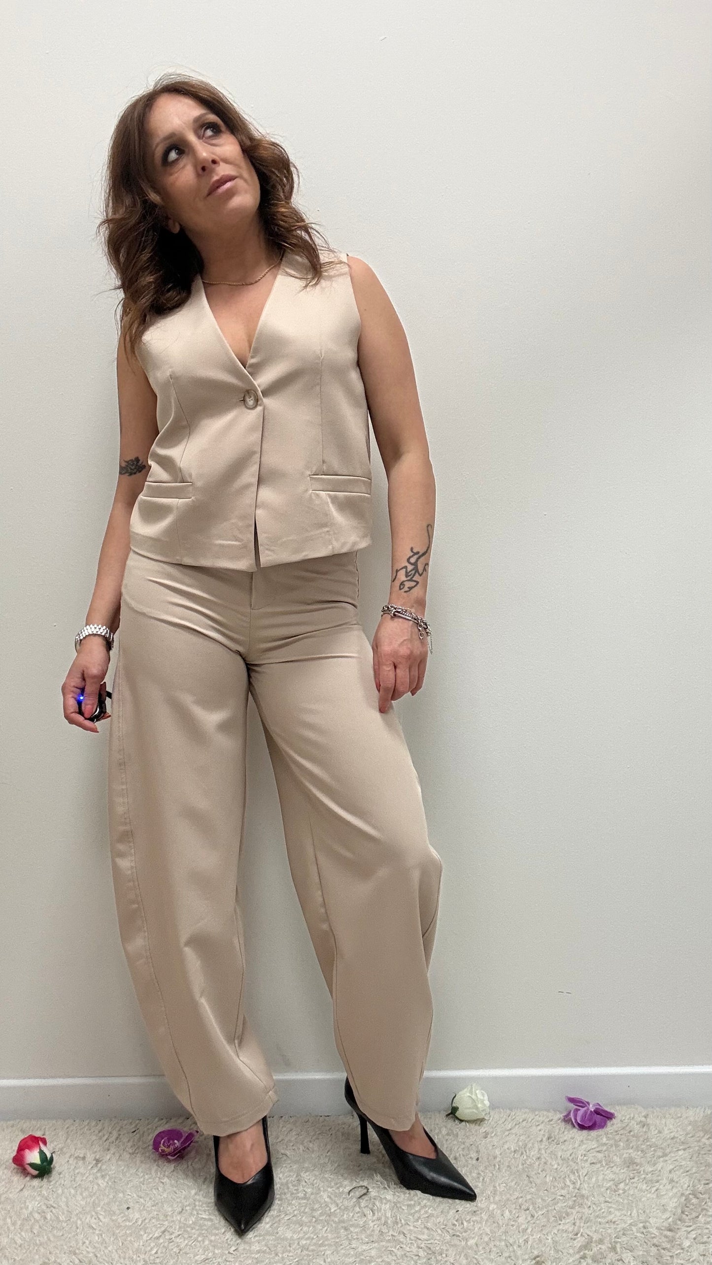 Completo gilet+pantaloni Haveone beige