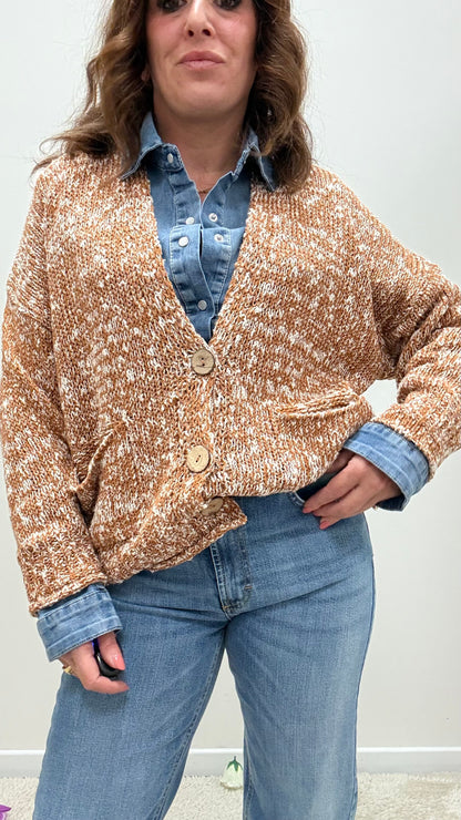 Cardigan Tre Bottoni Melangiato HaveOne Tabacco