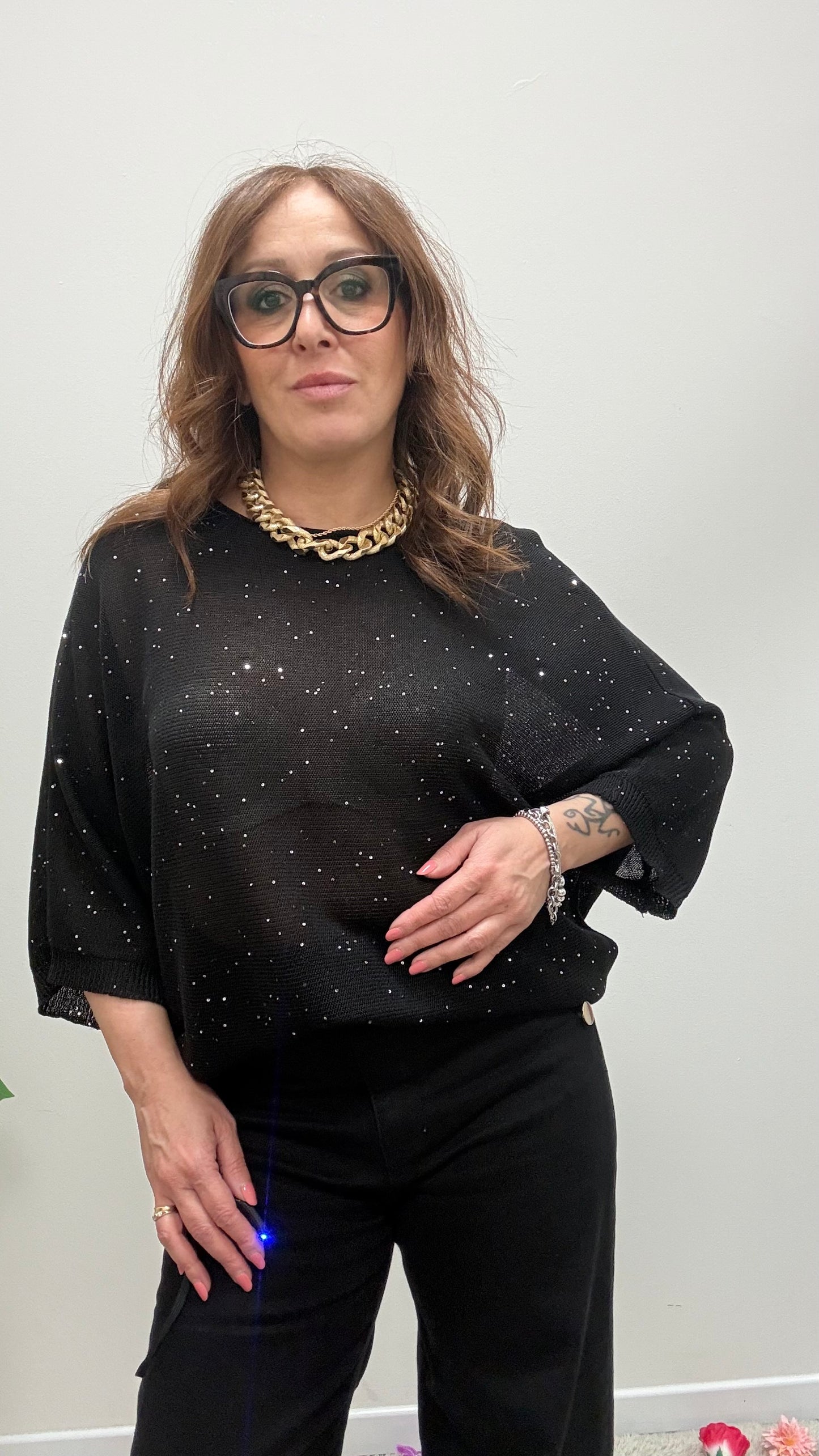 Maglia pipistello paillettes Extasy