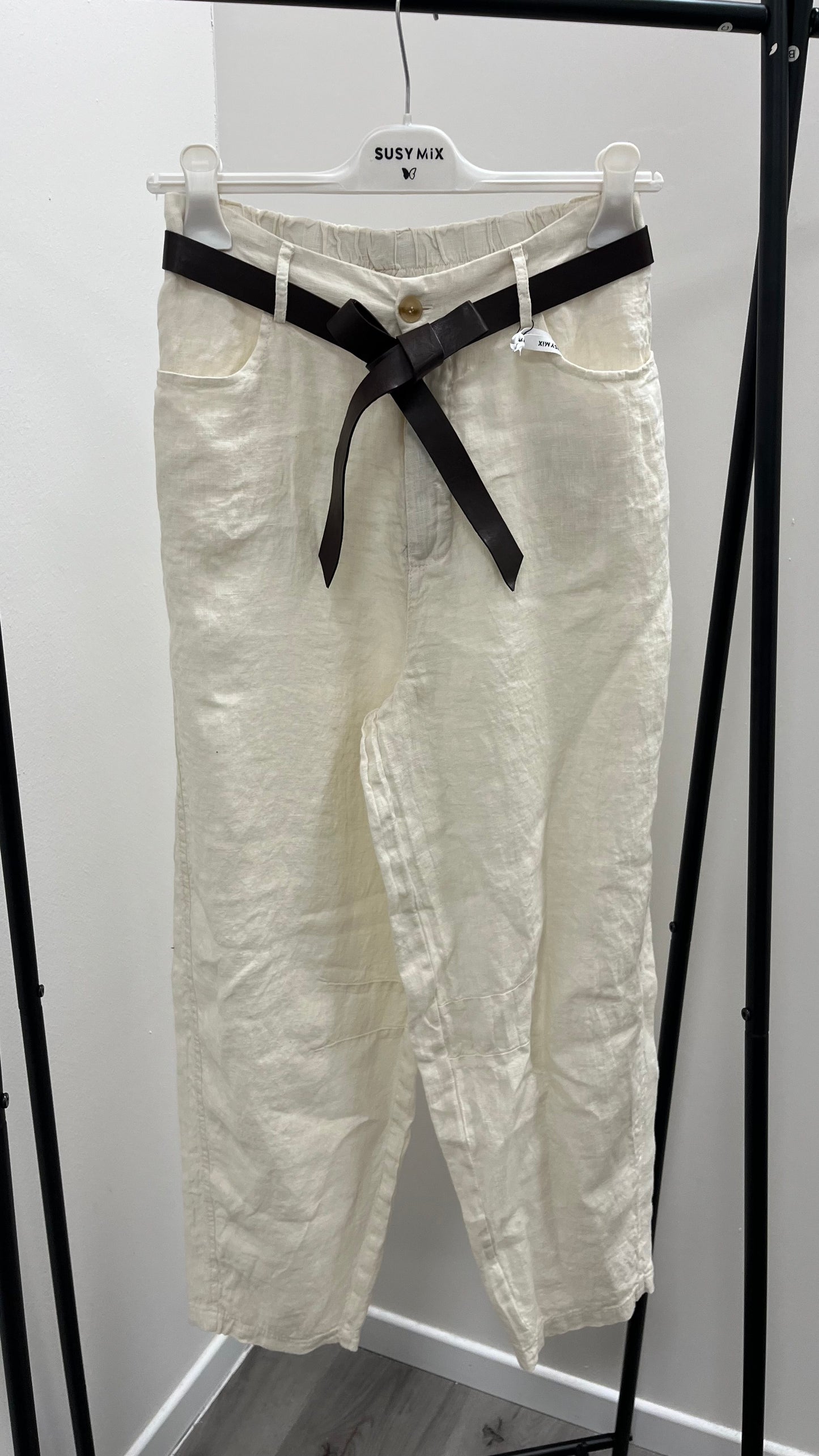 Pantalone Baloon Burro in 100% Lino Susy Mix Art.12402