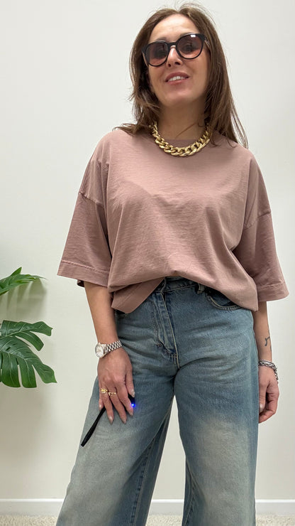 T-shirt scatola Haveone rosa blush