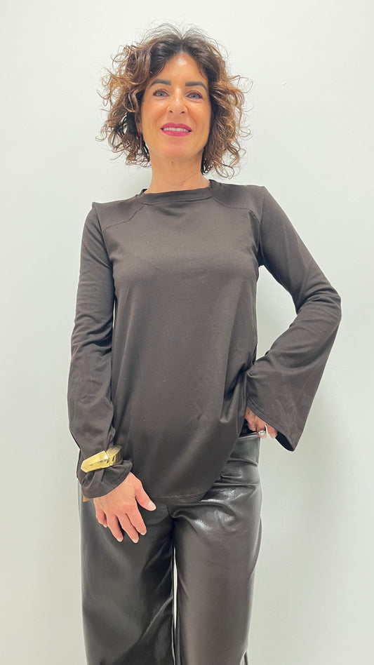T-shirt manica campana nera My-d moro