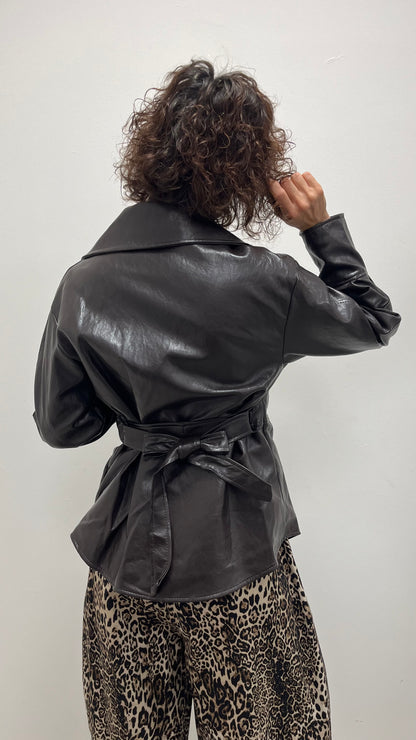 Giacca Camicia Ecopelle Extasy Moro