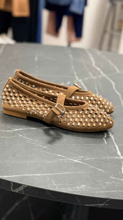 Ballerine tabacco con strass oro Memoire