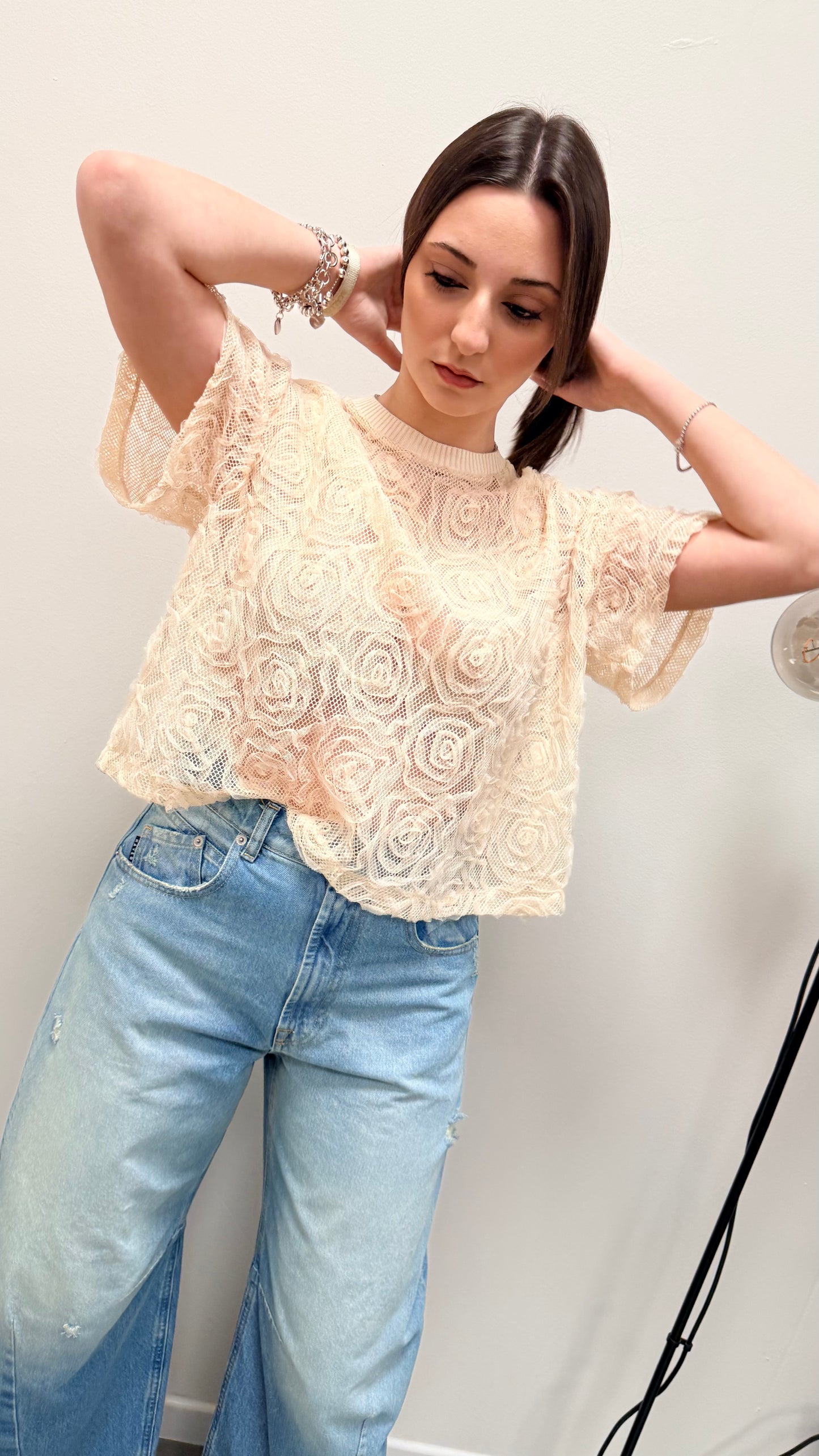 T-shirt ricami pizzo e Lurex Haveone