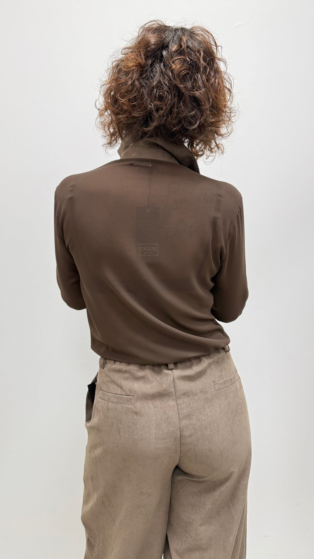 Camicia tulle effetto scamosciato con inserti Extasy
