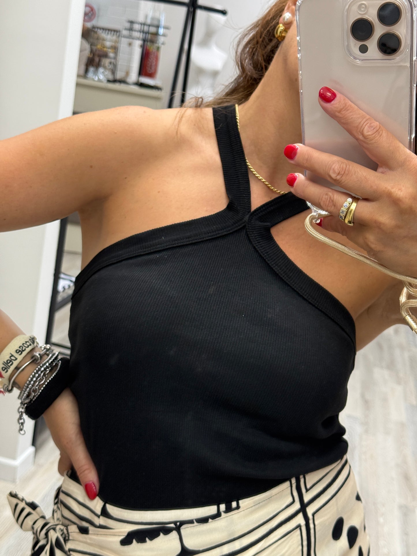 Top fascia incrocio Haveone nero