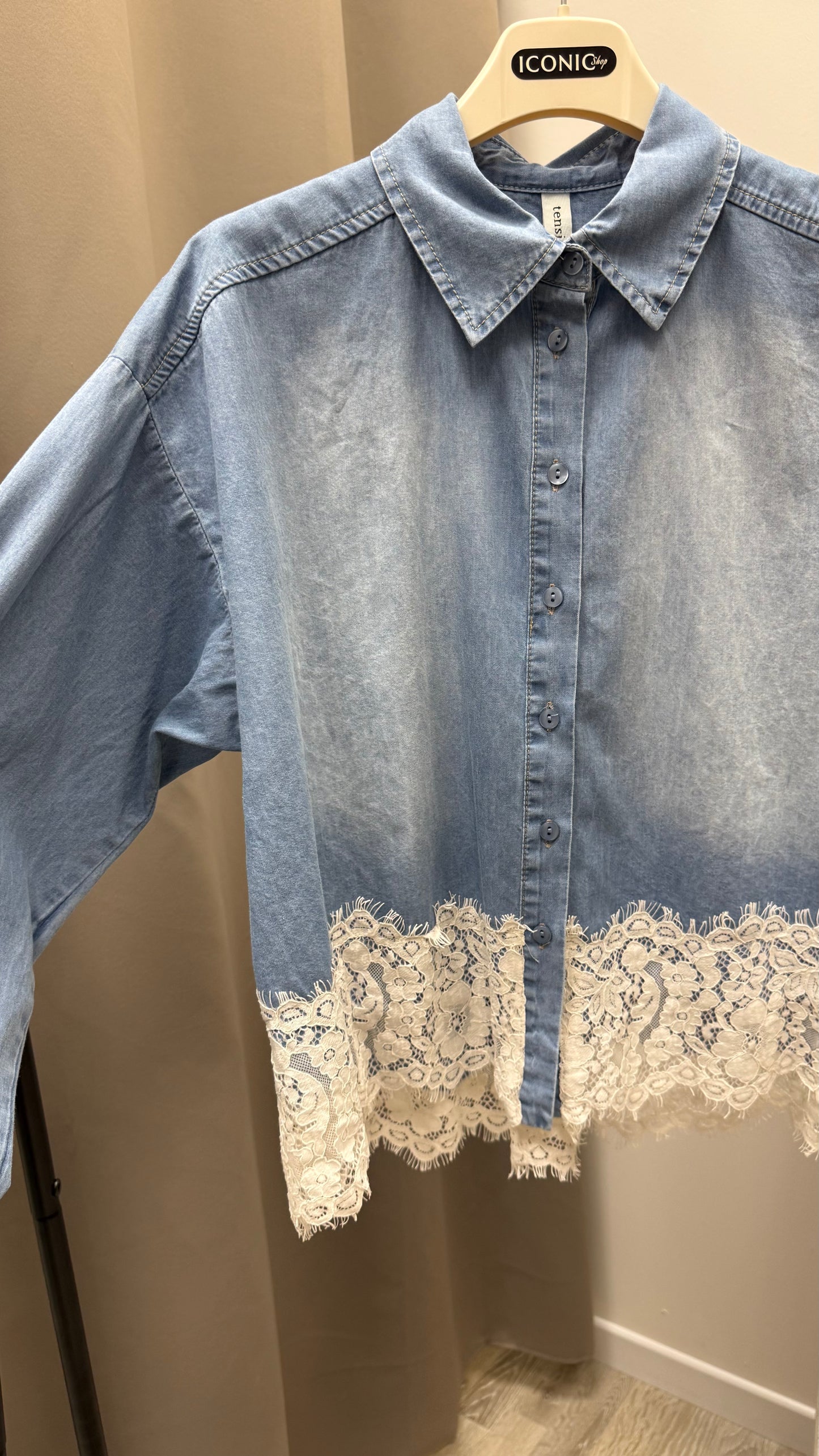 Camicia chambray con pizzo Tensione In