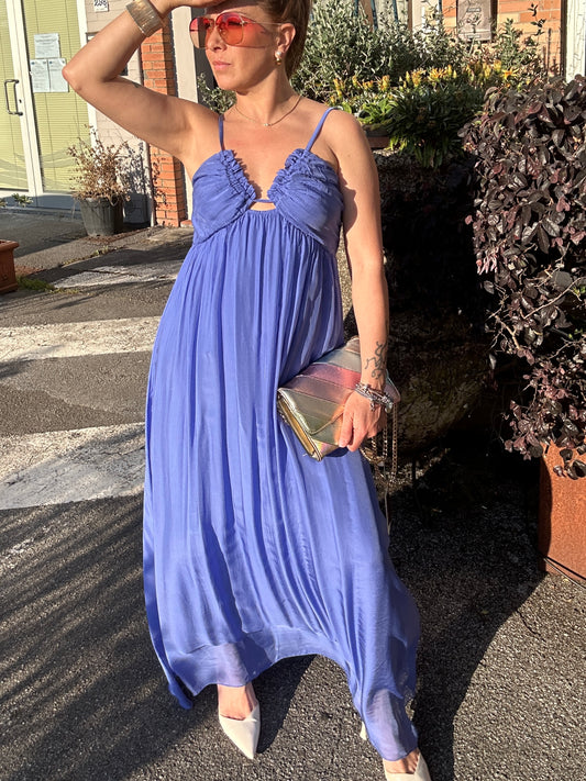 Abito sottoveste in seta blu indaco
