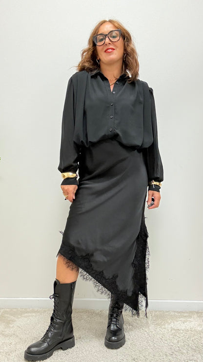 Longuette con Pizzo Asimmetrica Nero HaveOne Art.GMA-R040