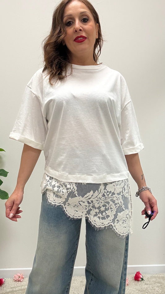 T-shirt con pizzo Tensione In