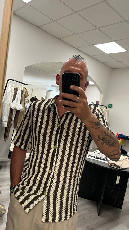 Camicia Righe Traforata Burro Moro Imperial