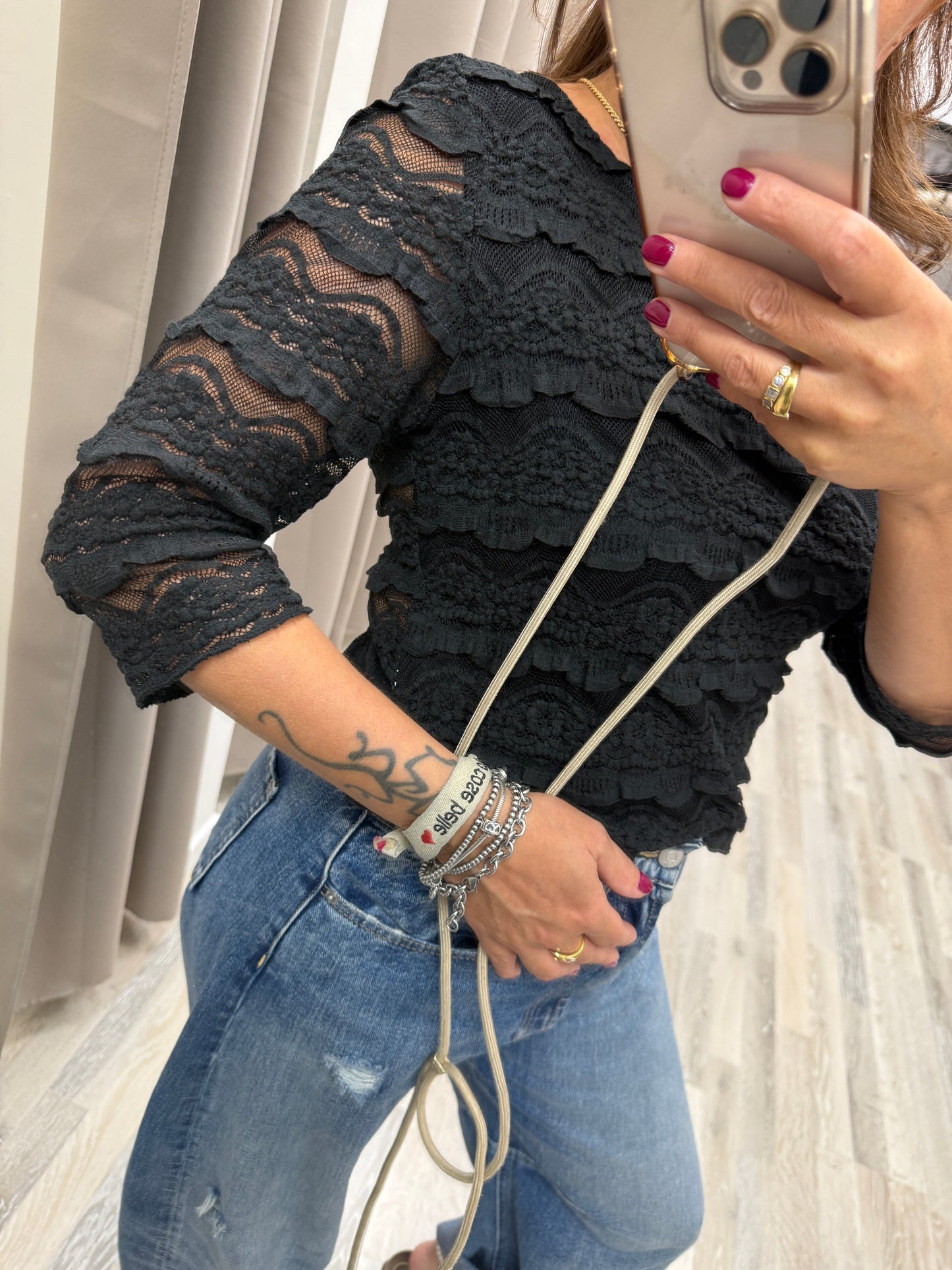 Maglia pizzo manica 3/4 Susy Mix