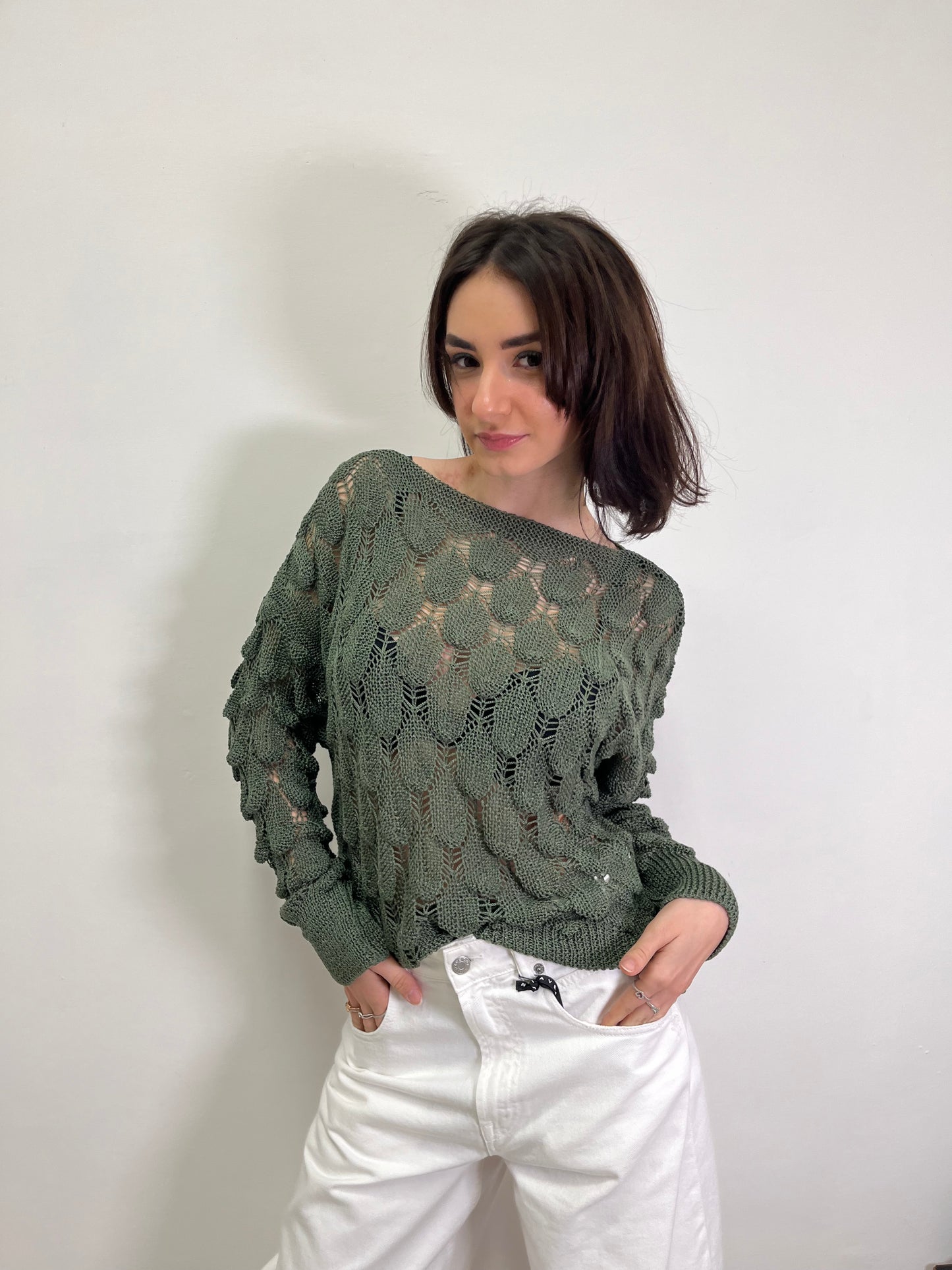 Maglia petalo Verde Susy Mix